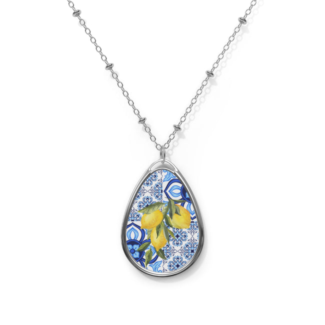 Amalfi Lemons & Tiles Oval Necklace, Amalfi Coast Travel, Wedding Honeymoon in Amalfi Positano Italy, Italian Travel, Gift Italian Mother