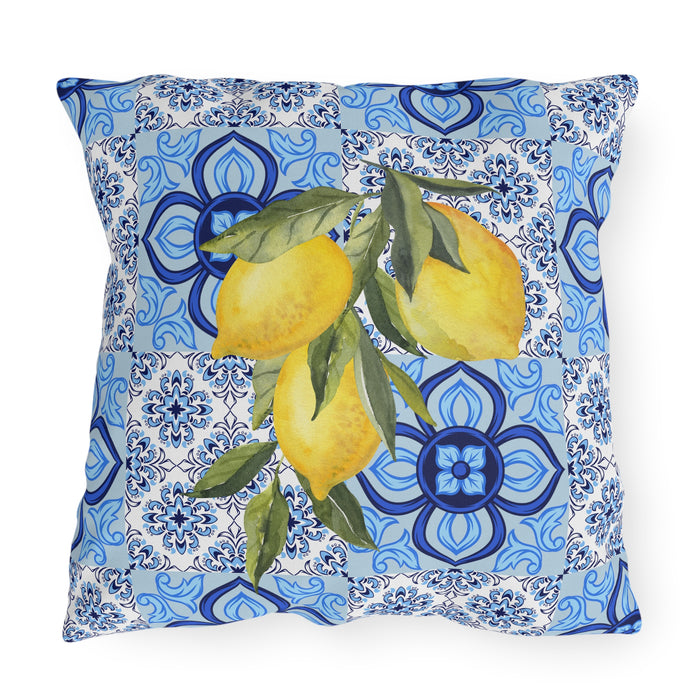Amalfi Coast Tiles & Lemons Outdoor Pillow