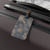 Vintage Floral Damask Luggage Tag – Gray & Gold Traveler ID