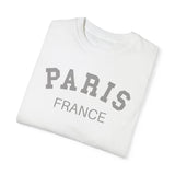 Paris France Varsity Shirt, Cool Tones Comfort Colors, Oversized French Travel T-shirt, French Wedding Honeymoon, Matching Group Travel Tee