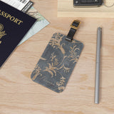 Vintage Floral Damask Luggage Tag – Gray & Gold Traveler ID